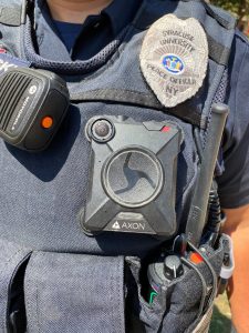 Body camera affixed to a peace officer's uniform