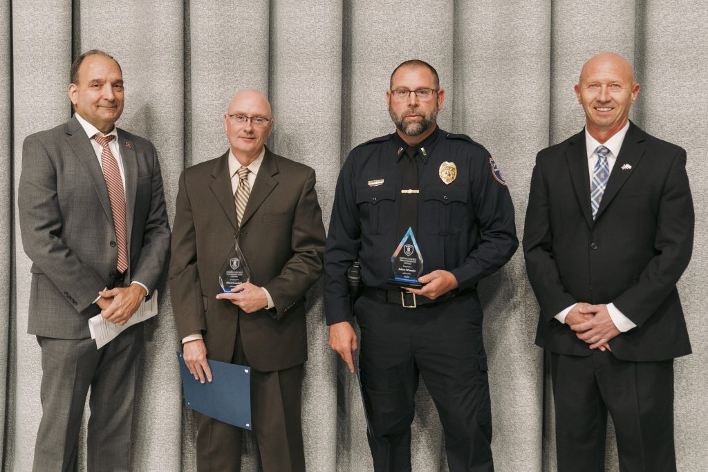 From left to right: Deputy Chief John Sardino, Richard Smith, Adam Wheeler and Chief Mike Bunker