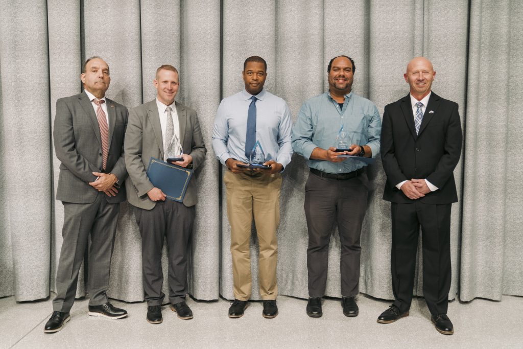 From Left to Right: Deputy Chief John Sardino, Jacob Breen, Leonard Brown, Richard Ortizand Chief Mike Bunker