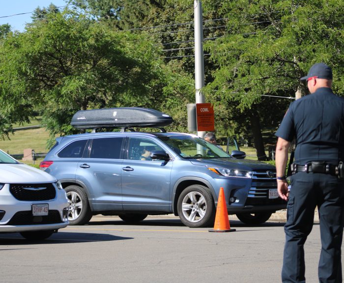 Officer patroling parking lot