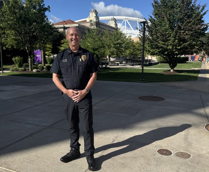 Chief Bunker standing on campus